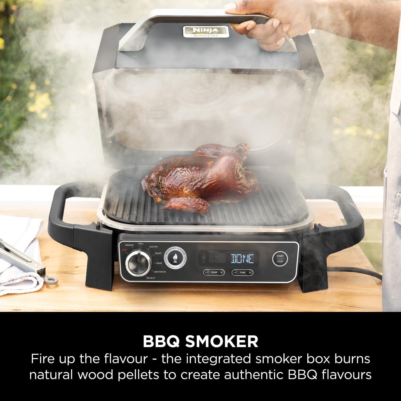 Ninja End-of-Summer BBQ Bundle: Woodfire Grill & Smoker + StaySharp 14-Piece Knife Block