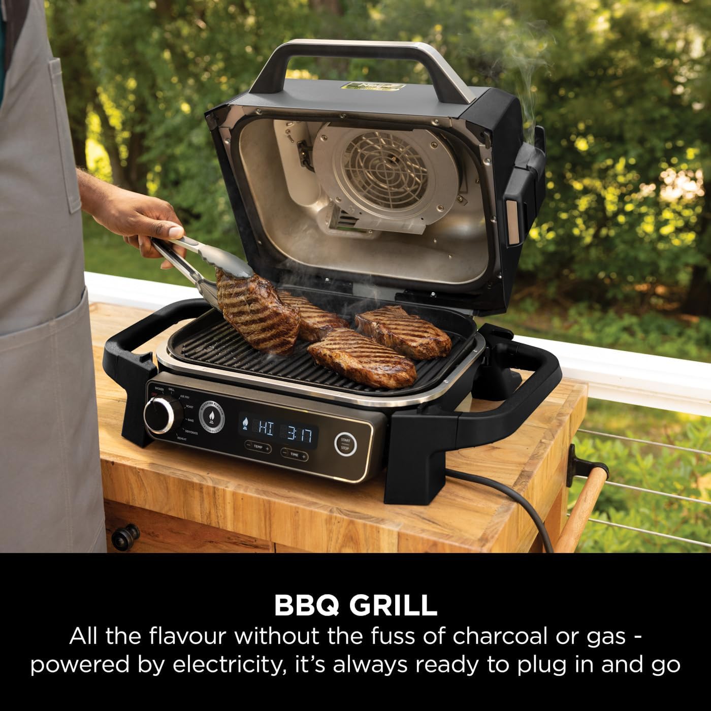 Ninja End-of-Summer BBQ Bundle: Woodfire Grill & Smoker + StaySharp 14-Piece Knife Block