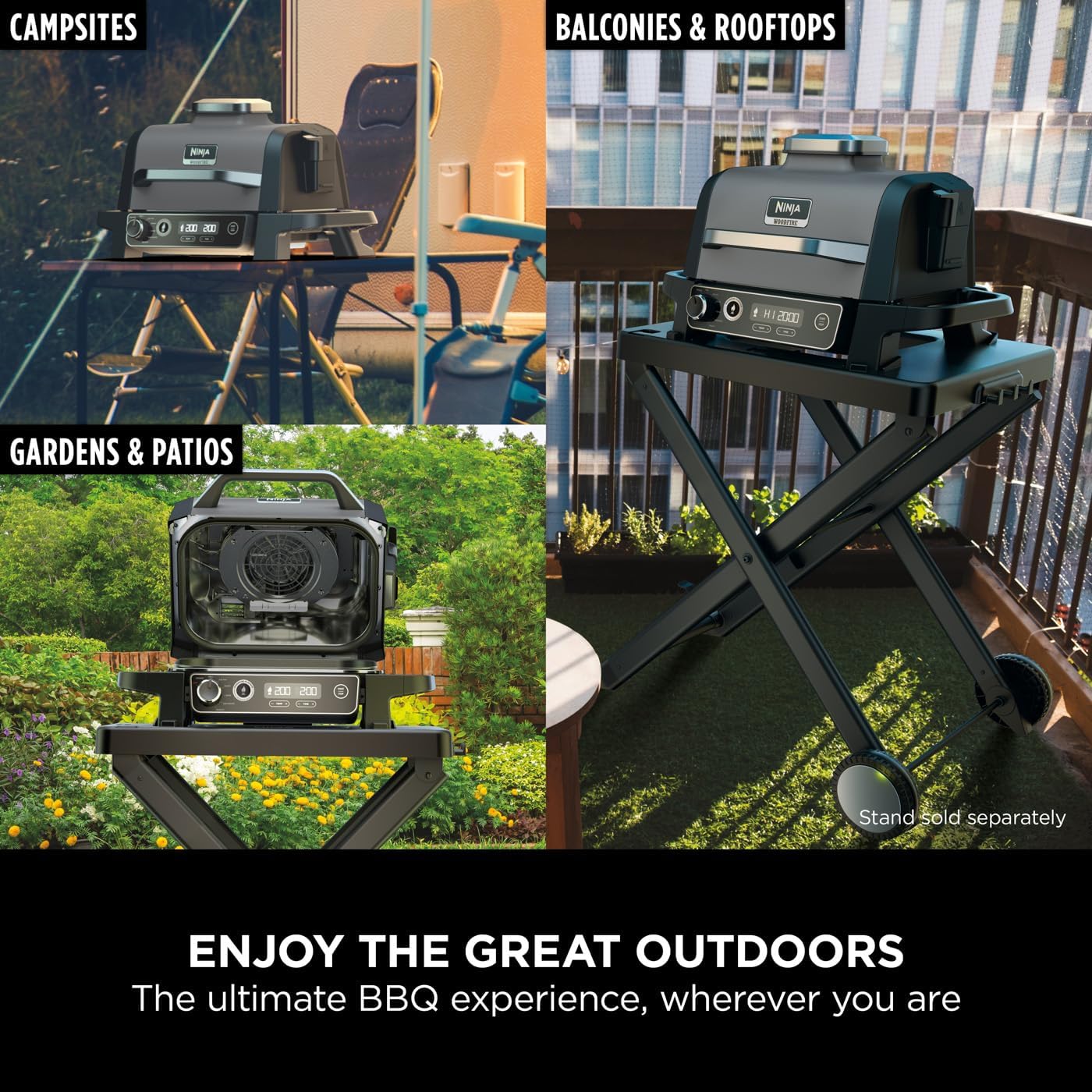 Ninja End-of-Summer BBQ Bundle: Woodfire Grill & Smoker + StaySharp 14-Piece Knife Block