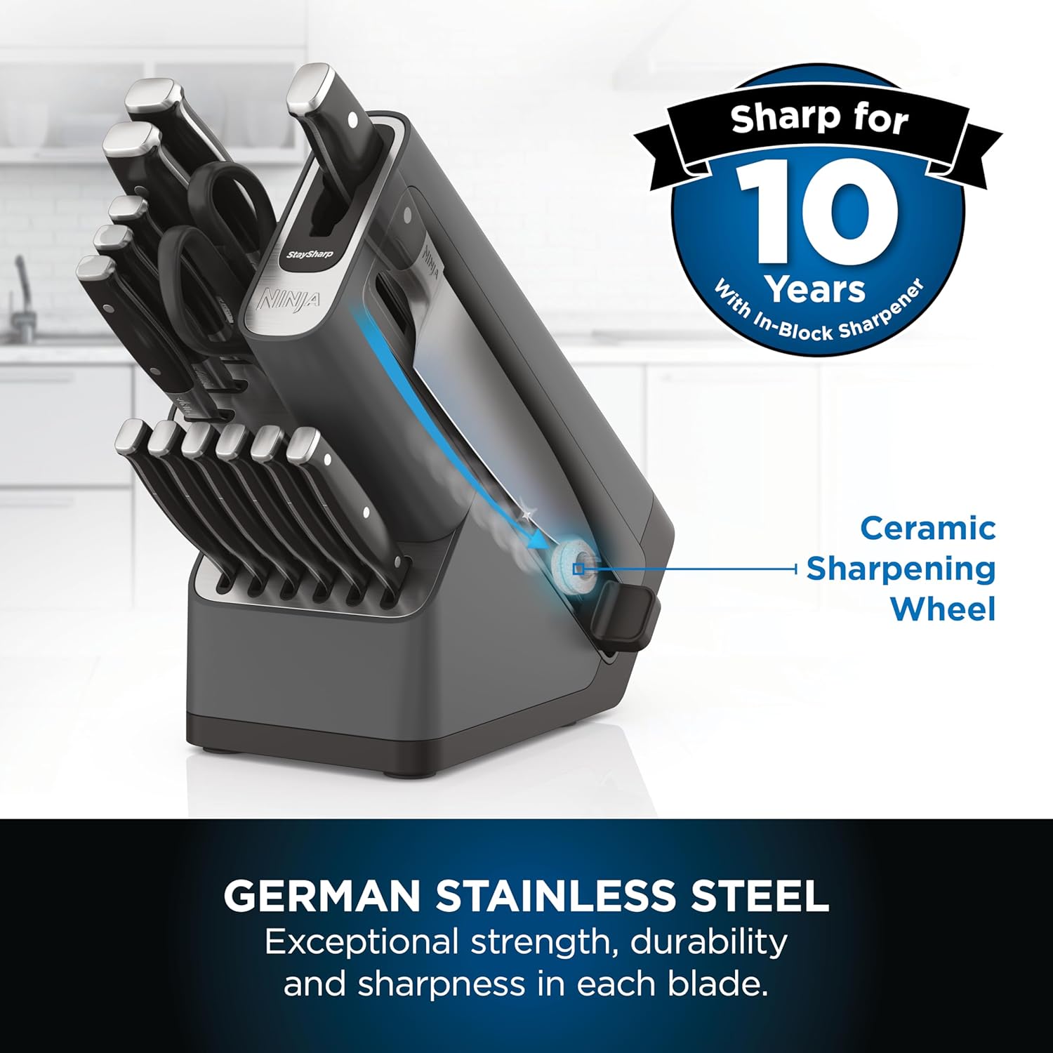 Ninja End-of-Summer BBQ Bundle: Woodfire Grill & Smoker + StaySharp 14-Piece Knife Block