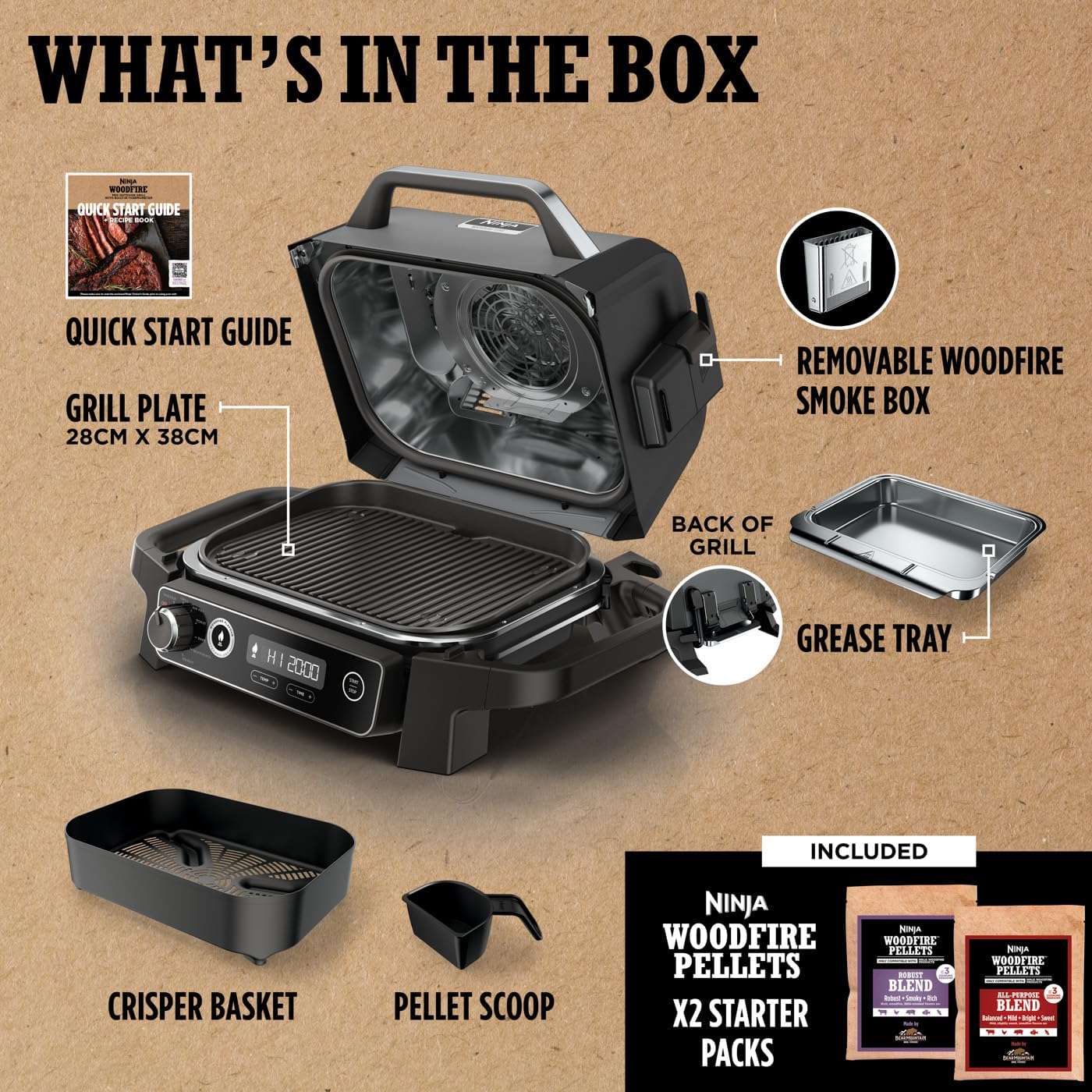 Ninja End-of-Summer BBQ Bundle: Woodfire Grill & Smoker + StaySharp 14-Piece Knife Block